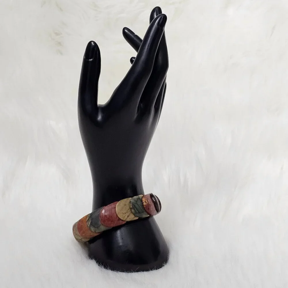 Jasper Natural Stone New Overlap Multi Color Stretch Bracelet